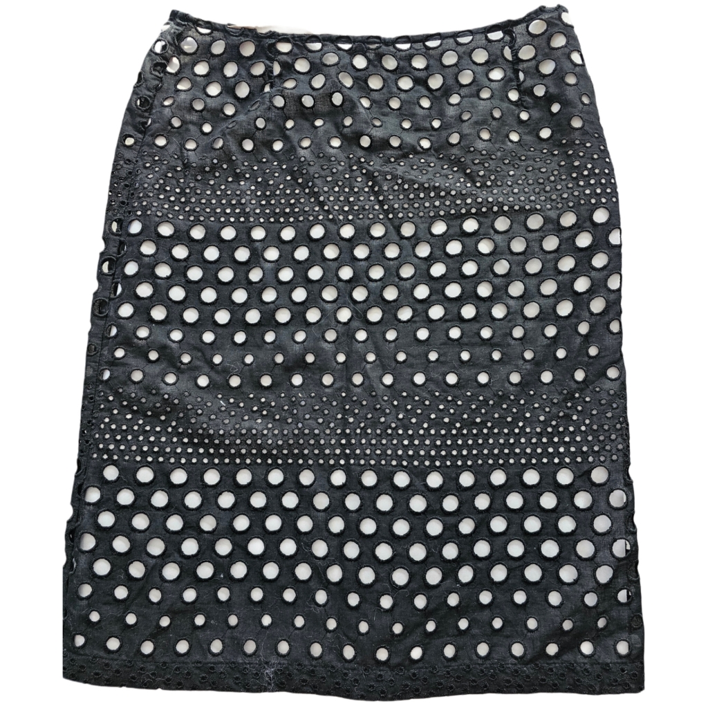 Vintage Versace Black Lace Eyelet 2pc Skirt Size 40